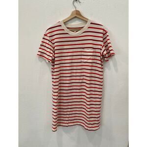Madewell Red White Pablo Stripe Pocket Tee Shirt Sleeve Mini Above Knee Dress S